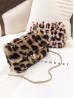 Leopard Print Plush Drawstring Purse